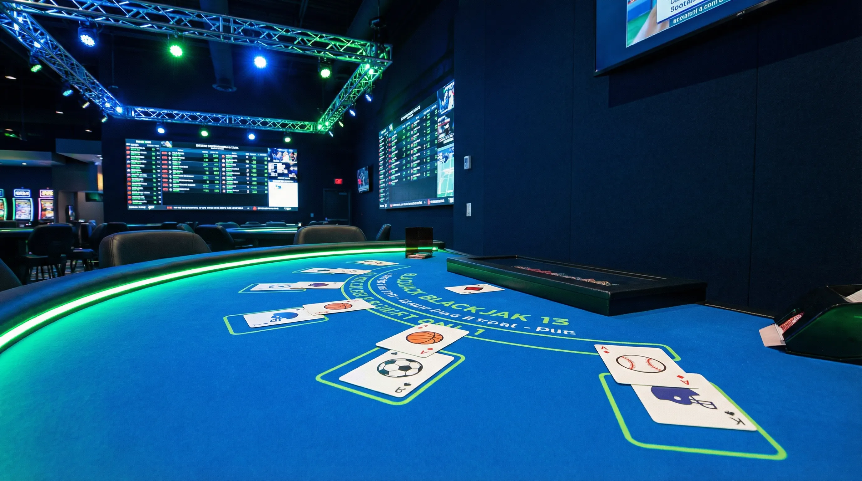 Mesa de blackjack VIP con cartas y fichas en Superbet