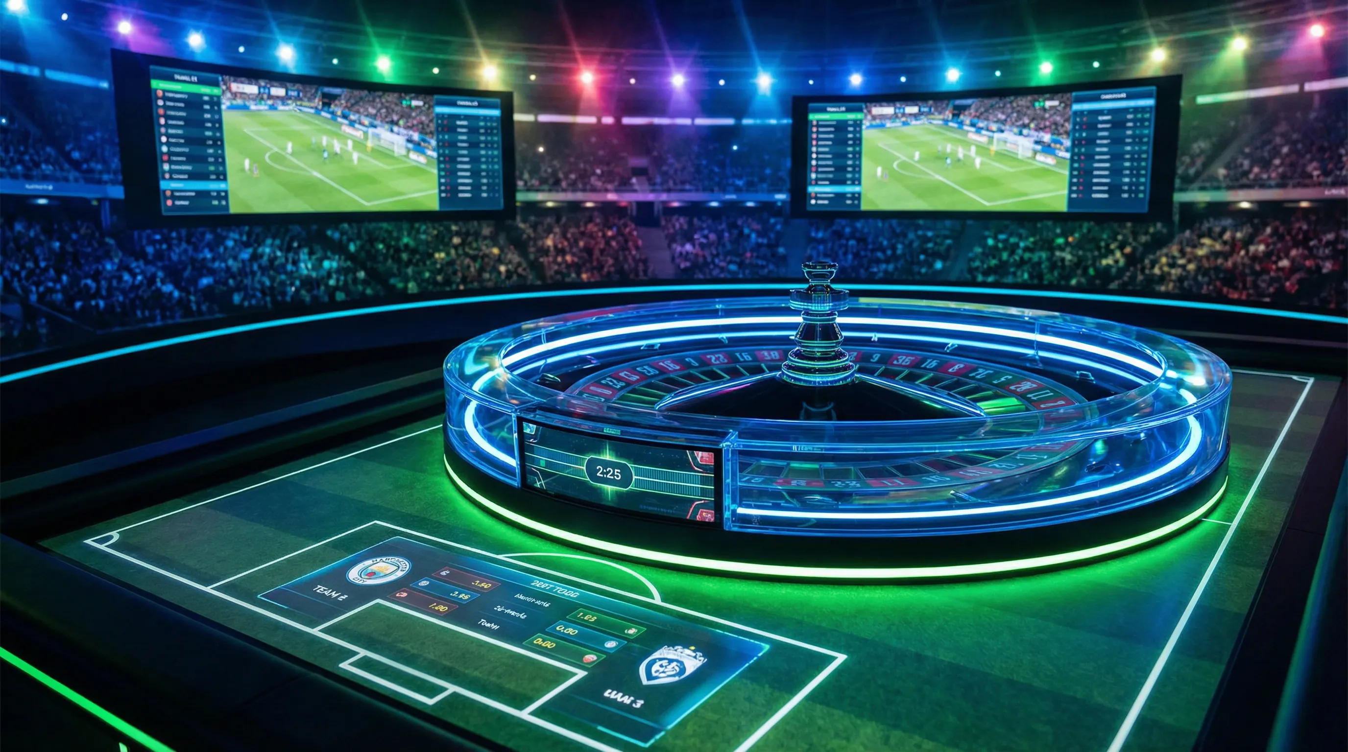 Ruleta neón electrizante con fichas de colores en Superbet